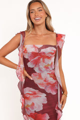 Chiara Maxi Dress - Burgundy Peony