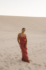 Ciao Ruffles Maxi Dress - Rosewood