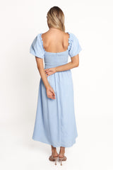 Cintra Puff Sleeve Maxi Dress - Blue