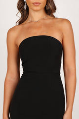 Clara Feather Trim Midi Dress - Black