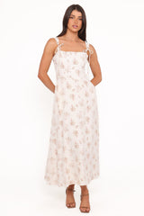 Clarissa Midi Dress - White Floral