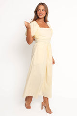 Clo Puff Sleeve Midi Dress - Yellow