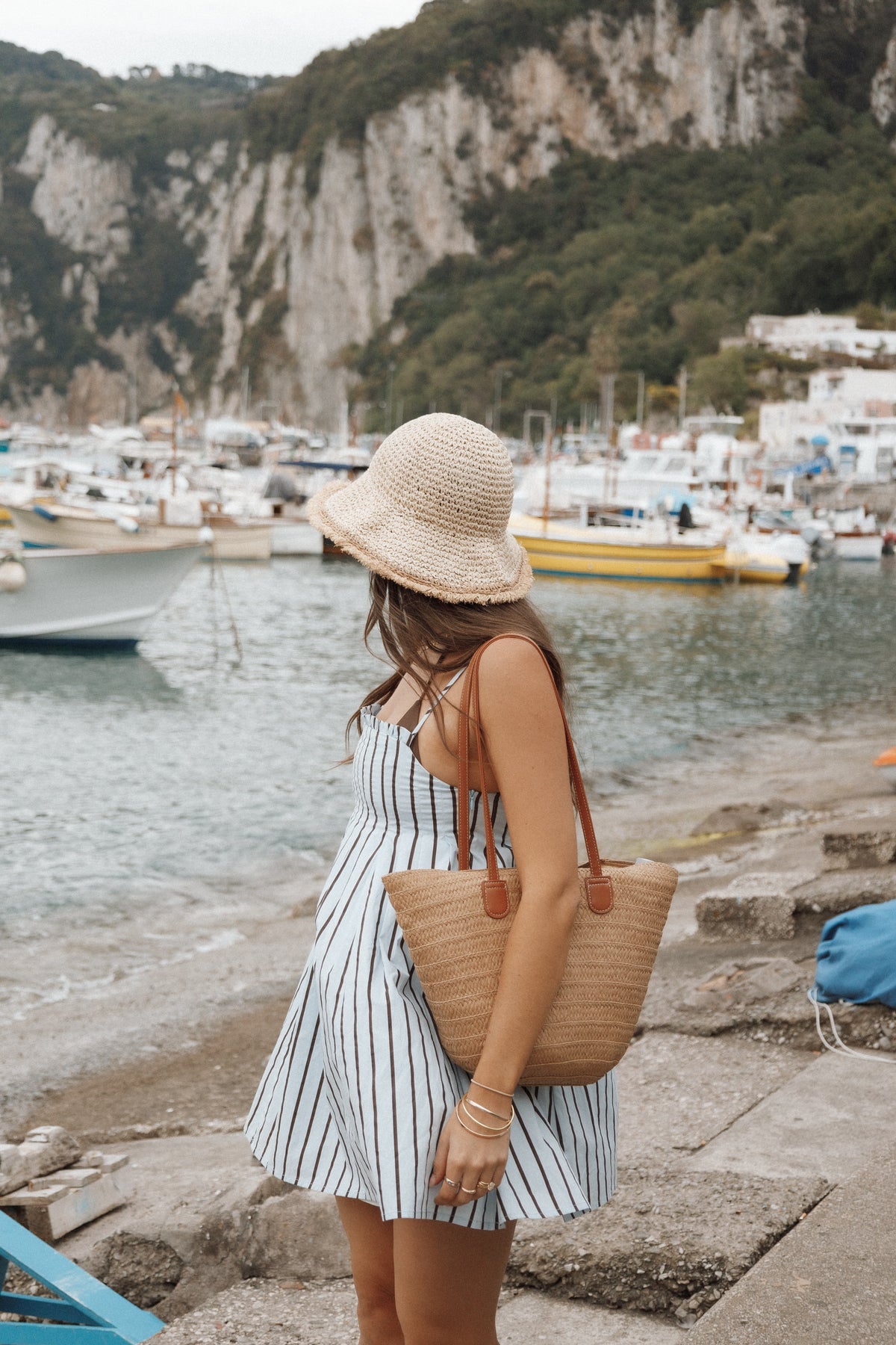 Cole Mini Dress - Blue/Brown Stripe