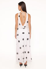 Collette Maxi Dress - White Polka Dot