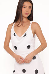 Collette Maxi Dress - White Polka Dot