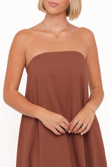 Como Strapless Maxi Dress - Brown
