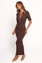 Conner Short Sleeve Knit Dress - Chocolate