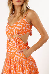 Dalton Cut Out Maxi Dress - Orange Print