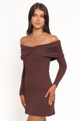 Danica Mini Dress - Chocolate Brown