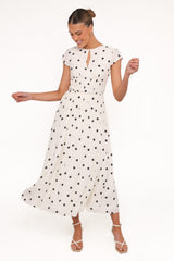 Darline Midi Dress - White Polka Dot