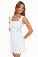 Davida Mini Dress - Pale Blue Broderie
