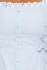 Davida Mini Dress - Pale Blue Broderie