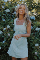 Davida Mini Dress - Pale Blue Broderie