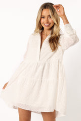 Delia Long Sleeve Mini Dress - White