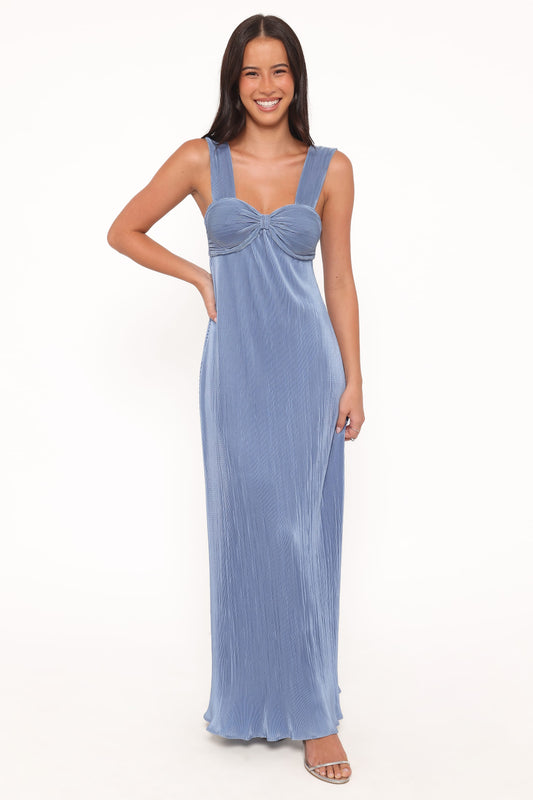 Dolores Pleated Maxi Dress - Cornflower Blue