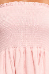 Domenica Shirred Long Sleeve Midi Dress - Pink