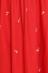 Domenica Shirred Long Sleeve Midi Dress - Red Floral Bandana