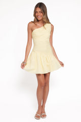 Elaria Off Shoulder Mini Dress - Butter Yellow