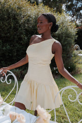 Elaria Off Shoulder Mini Dress - Butter Yellow