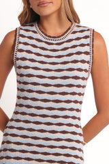 Elfrida Knit Mini Dress - Blue/Brown