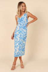 Elias Midi Dress - Blue Floral