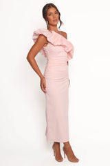 Eliya One Shoulder Frill Maxi Dress - Ballet Pink