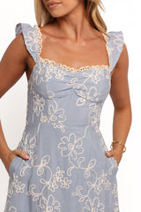 Ellise Midi Dress - Blue