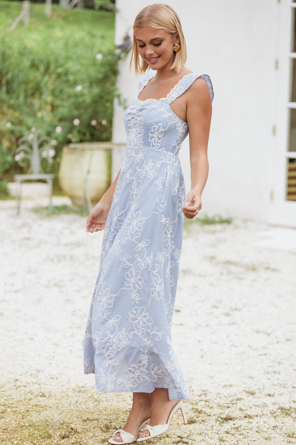 Ellise Midi Dress - Blue