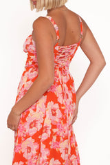 Elodie Midi Dress - Red Floral
