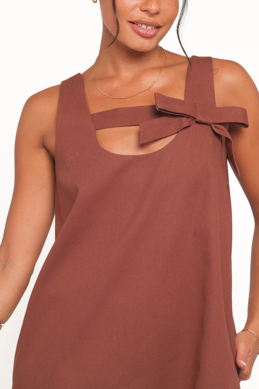 Elyria Mini Dress - Brown