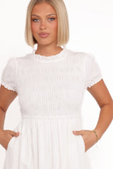 Emari Puff Sleeve Mini Dress - White