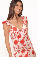 Enala Maxi Dress - Red Floral