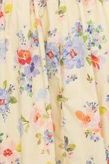 Enola Gather Midi Dress - Yellow Floral