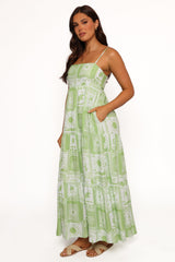 Eudora Maxi Dress - Green Print