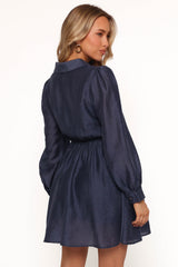 Everett Long Sleeve Mini Dress - Navy