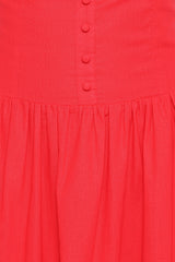 Evie Button Front Maxi Dress - Red