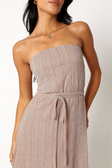 Farley Strapless Maxi Dress - Rose Gold Stripe