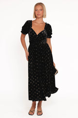Farryn Maxi Dress - Black/Gold Velvet