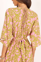 Fran Maxi Dress - Green/Pink