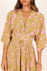 Fran Maxi Dress - Green/Pink