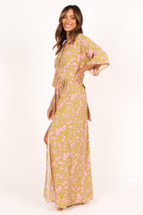 Fran Maxi Dress - Green/Pink