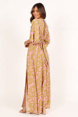 Fran Maxi Dress - Green/Pink