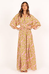 Fran Maxi Dress - Green/Pink