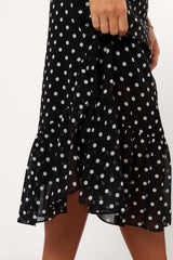 Francesca Midi Dress - Black Polka Dot