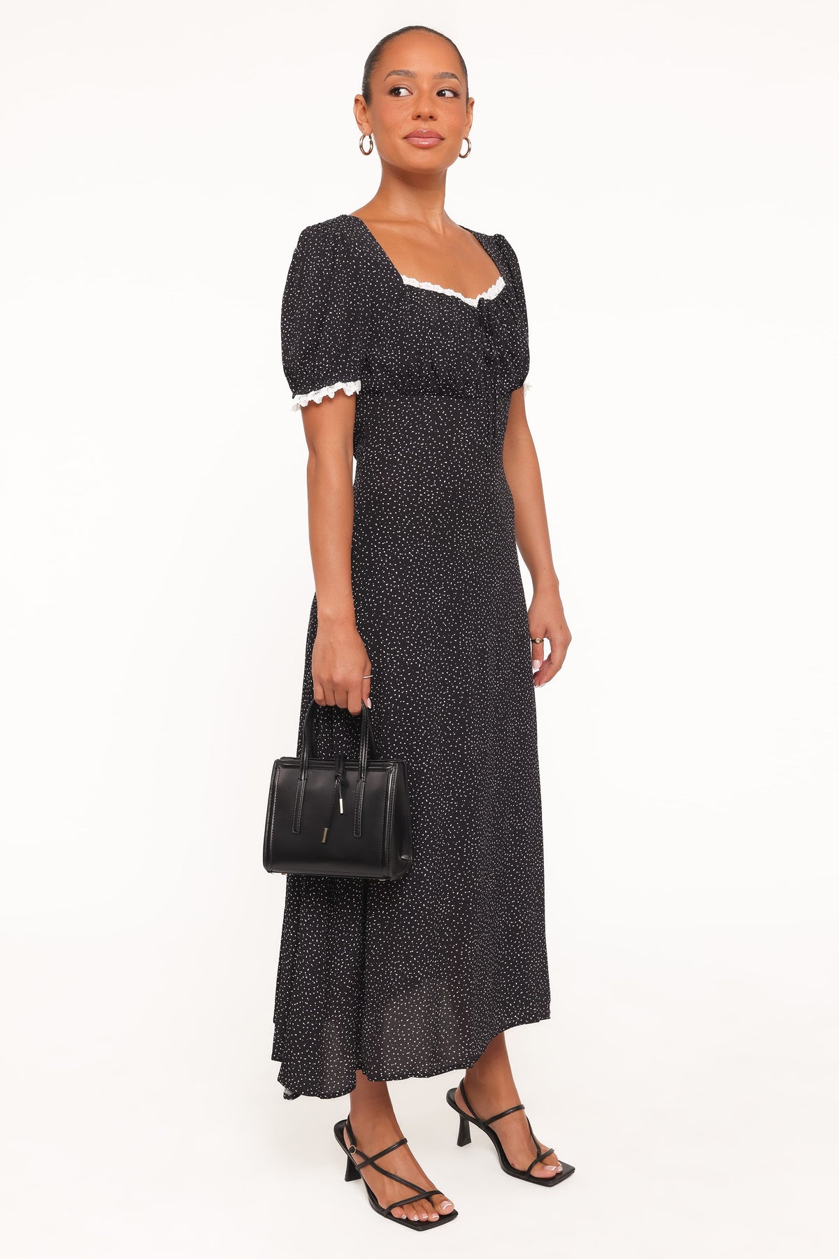 Francine Lace Midi Dress - Black Polka Dot