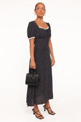 Francine Lace Midi Dress - Black Polka Dot