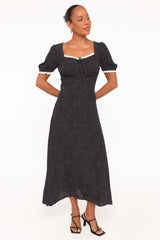 Francine Lace Midi Dress - Black Polka Dot