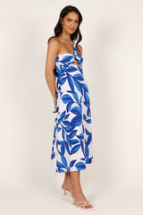 Freddie Midi Dress - White/Blue