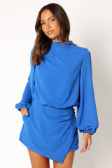 Galen Long Sleeve Romper - Paris Blue