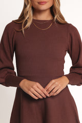 Gigi Long Sleeve Mini Dress - Brown